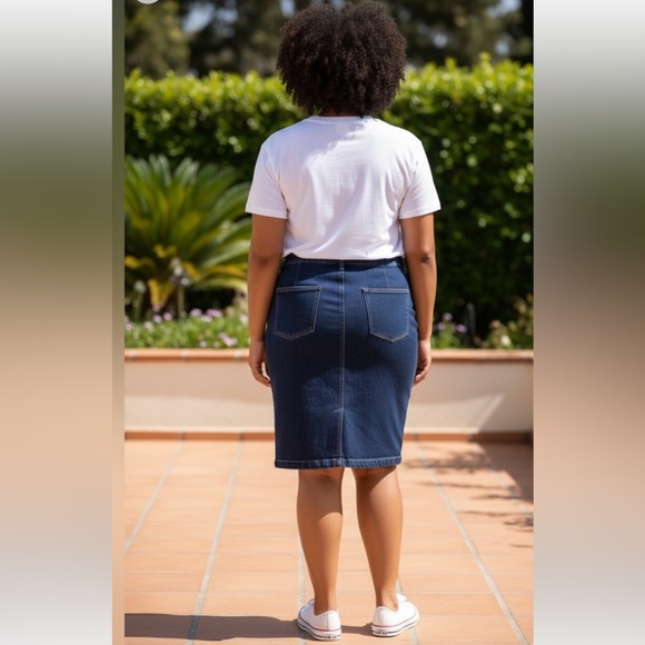 Lauren by Ralph Lauren Jean Co Premium Women’s Blue Denim Pencil Skirt Sz 14 - Picture 2 of 13